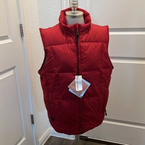 NWT Eddie Bauer Vest Goose Down Quilted Puffer Full Zip Pockets Men Adult  M Red